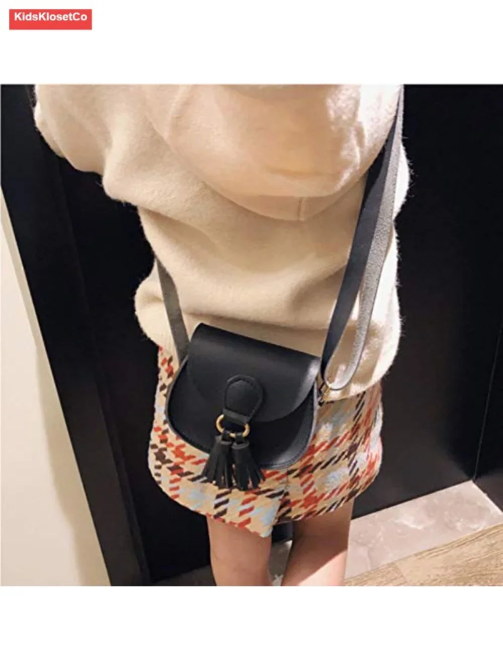 Mini Faux Leather Shoulder Crossbody Bag Tassel Kids Purse